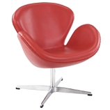 Кресло Arne Jacobsen Style Swan Chair красная/черная кожа