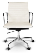 Кресло Eames Style Ribbed Office Chair EA 117 кремовая кожа